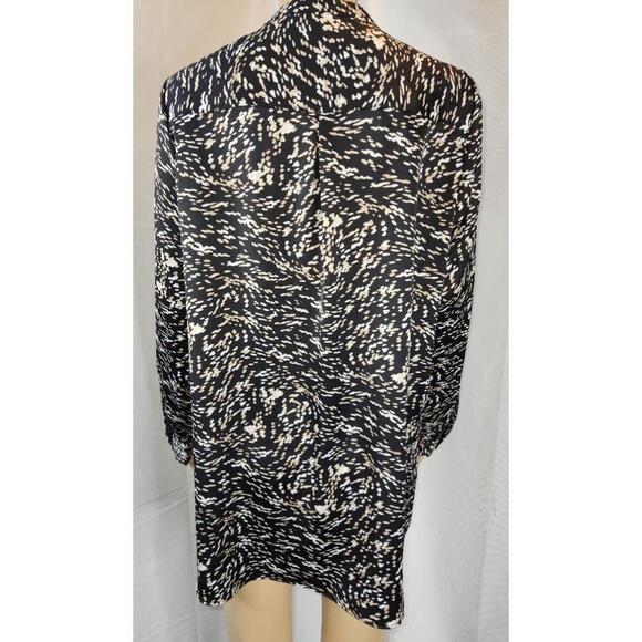 Women's Halston Blouse Size M Black Tan - Picture 5 of 8